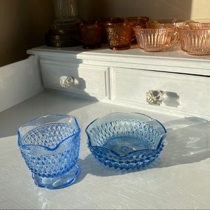 Vintage Blue Glassware Serving Set (2)